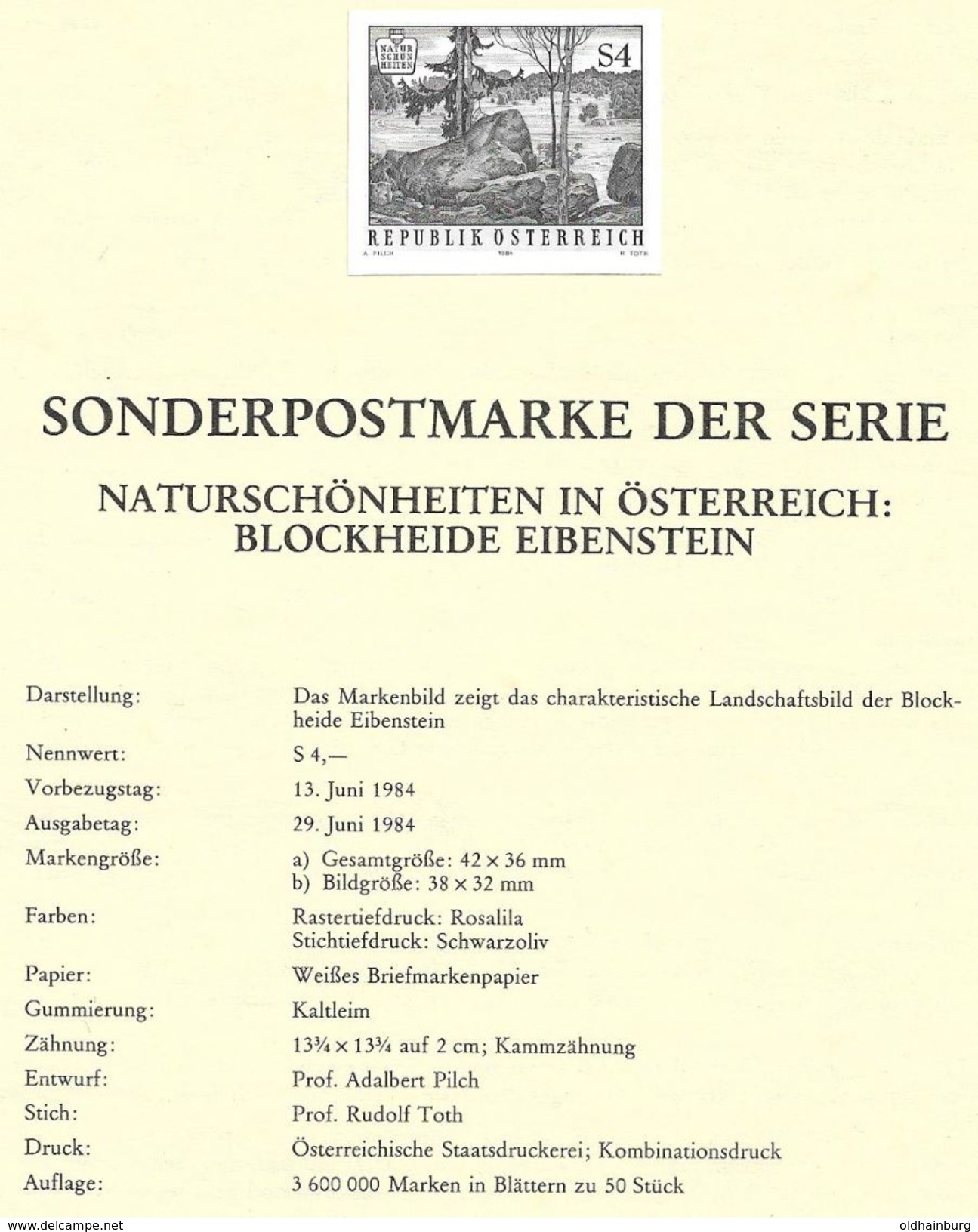 1505p: Österreich 1984, Blockheide Eibenstein Granitwackelsteine FDC, 6mal **/o, Mustermarke Und Schwarzdruck - Sonstige & Ohne Zuordnung