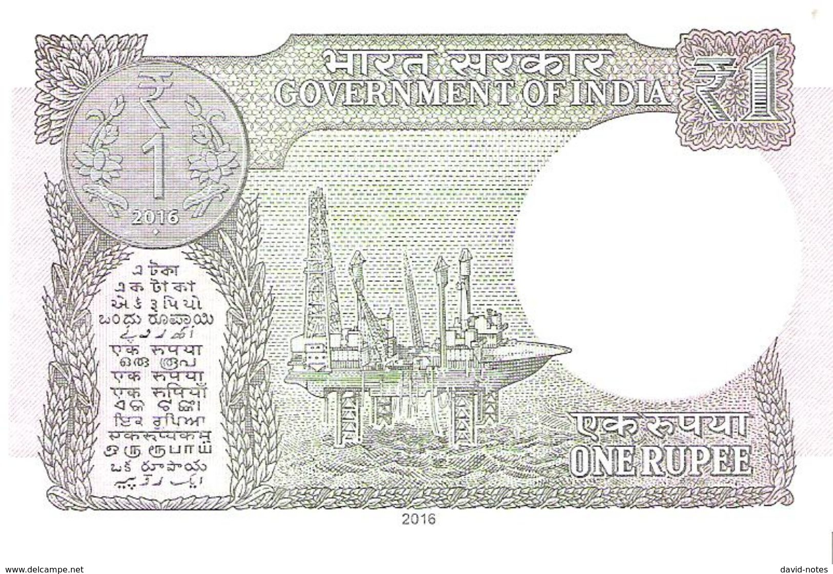 India - Pick 108b - 1 Rupee 2016 - Unc - India