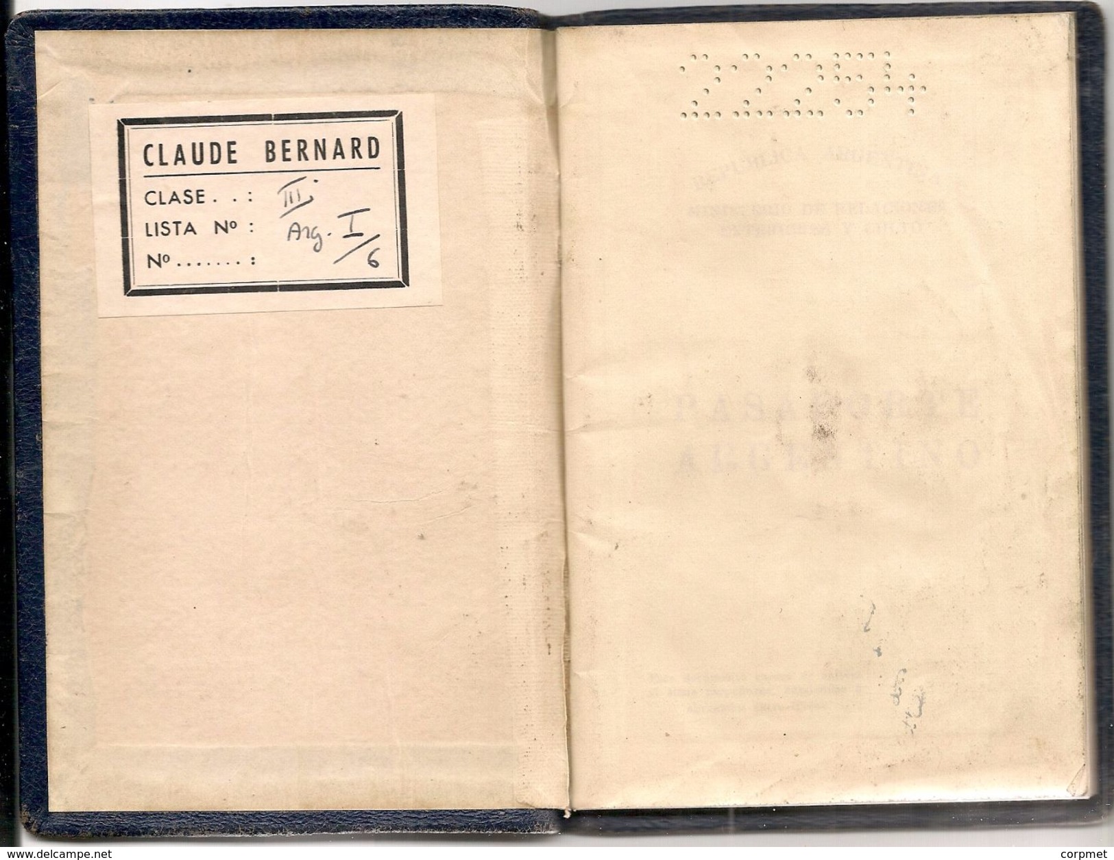 ARGENTINA 1960 CONSULAR PASAPORTE - PASSPORT - PASSEPORT - Issued In GENOVA - Fine FRANCE REVENUE GRATIS Stamp -scan 6- - Historische Documenten