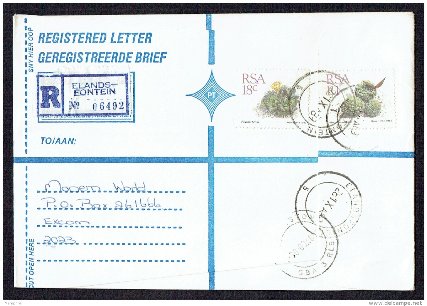 1989   Domestic   Registered Letter - Covers & Documents