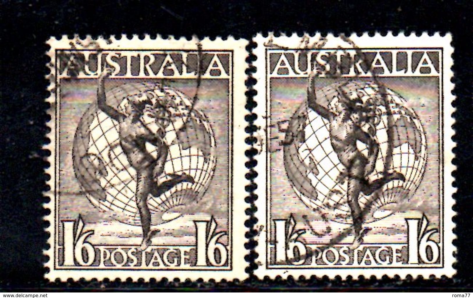 XP3447 - AUSTRALIA , Posta Aerea I Due Valori Con E Senza Filigrana Yvert  N. 7/8  Usata . - Oblitérés