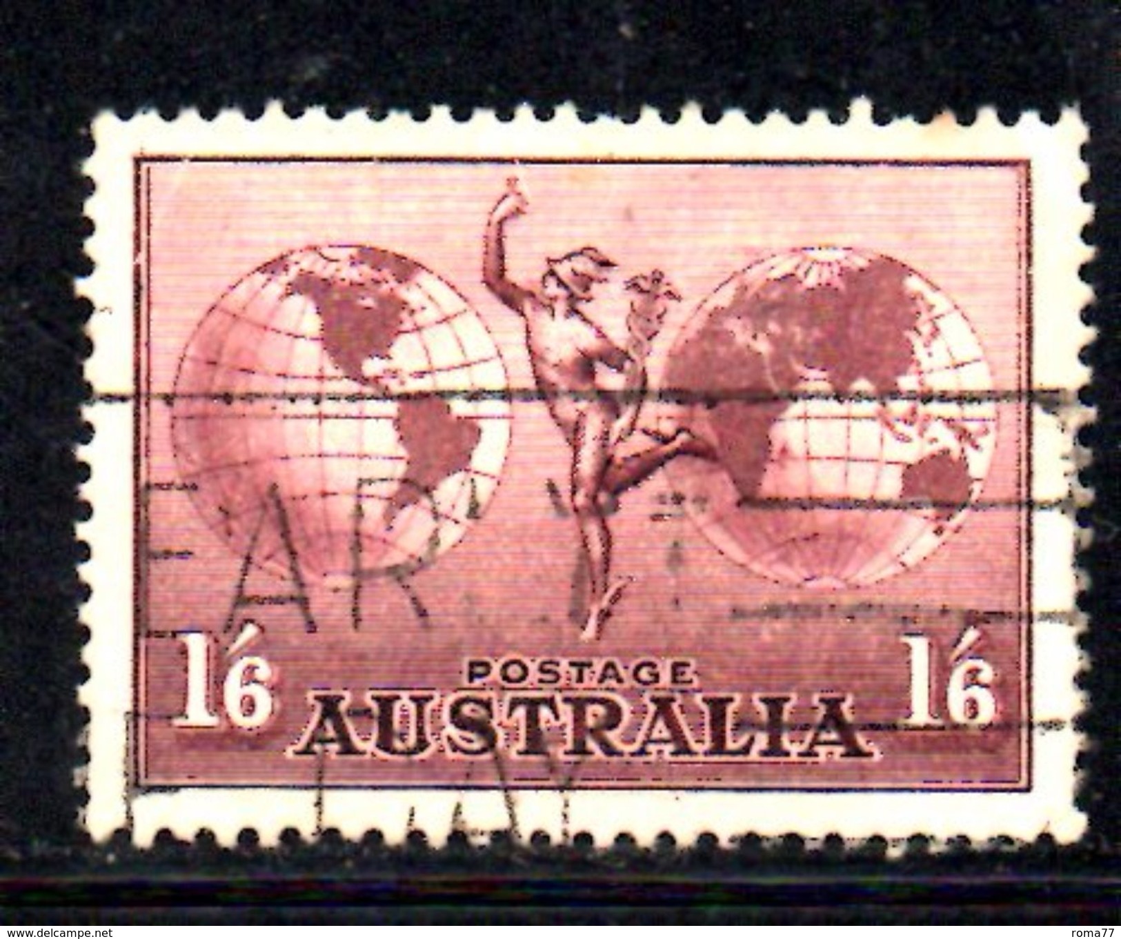 XP3449 - AUSTRALIA 1937 , Posta Aerea Yvert  N. 6  Usata . Dent 13 1/2 X 14 - Oblitérés