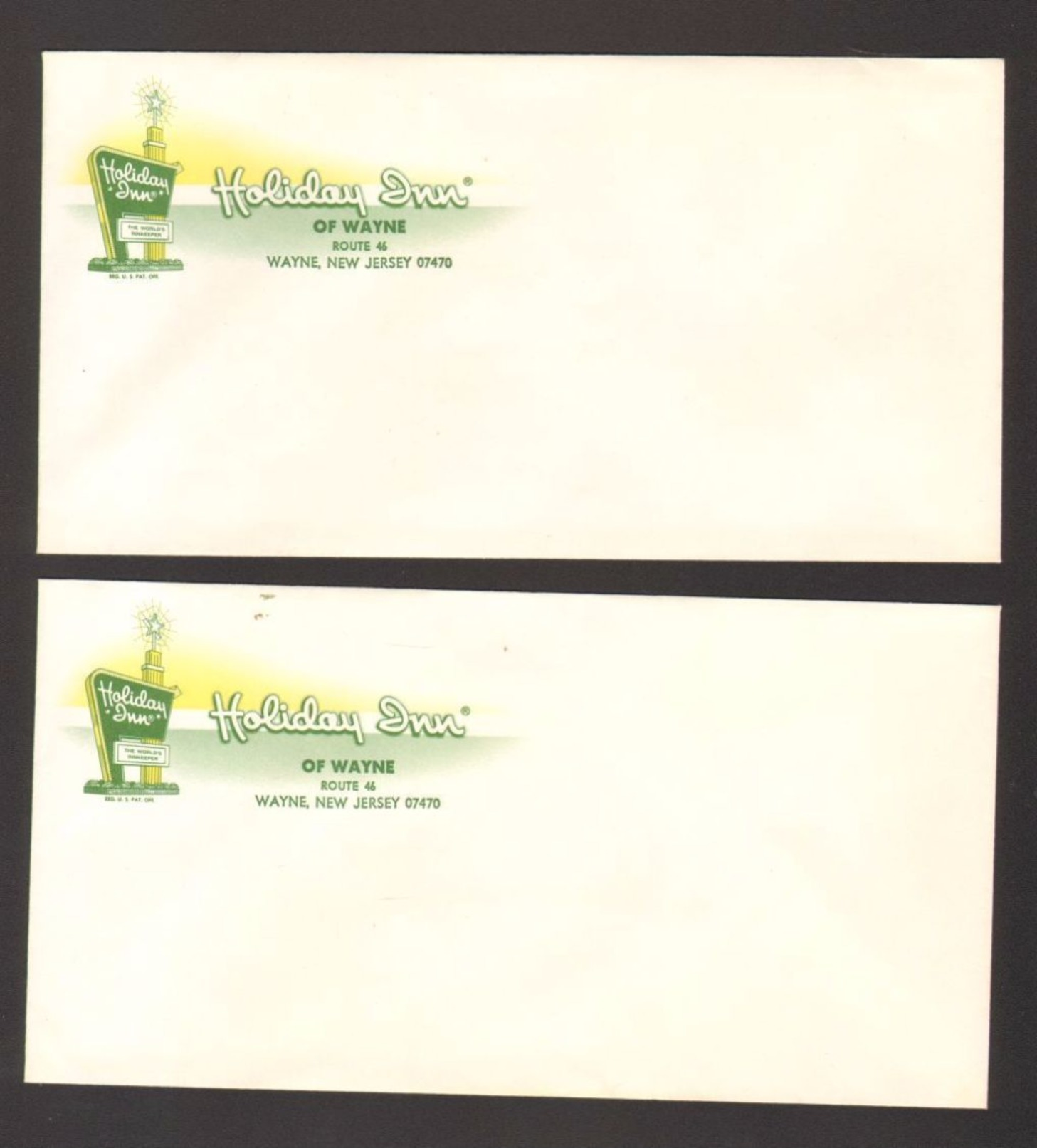 Lot Of 2 Unused Advertising Cover Envelope Holiday Inn Wayne New Jersey NJ - Advertising