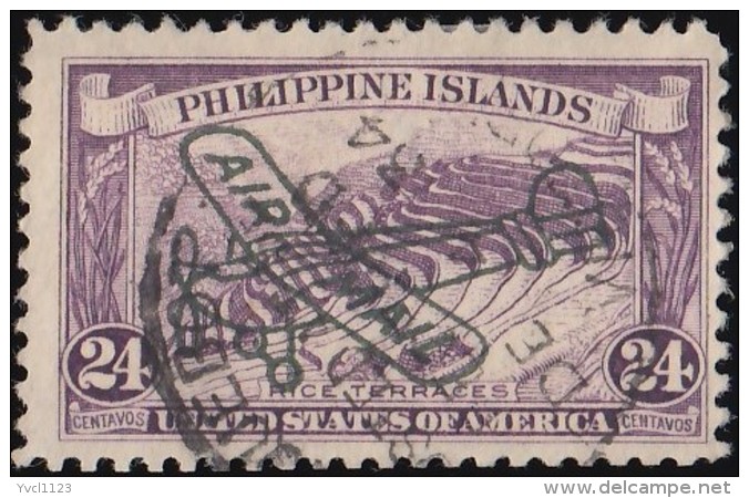 PHILIPPINES - Scott #C34 Rice Terraces 'Overprinted' / Used  Stamp - Philippines