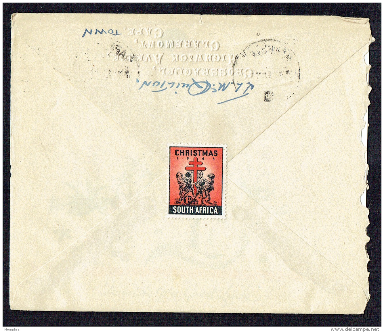 1945 Letter To USA  Women's Auxiliary Single SG 101  1945 Xmas Seal, Content Included - Briefe U. Dokumente