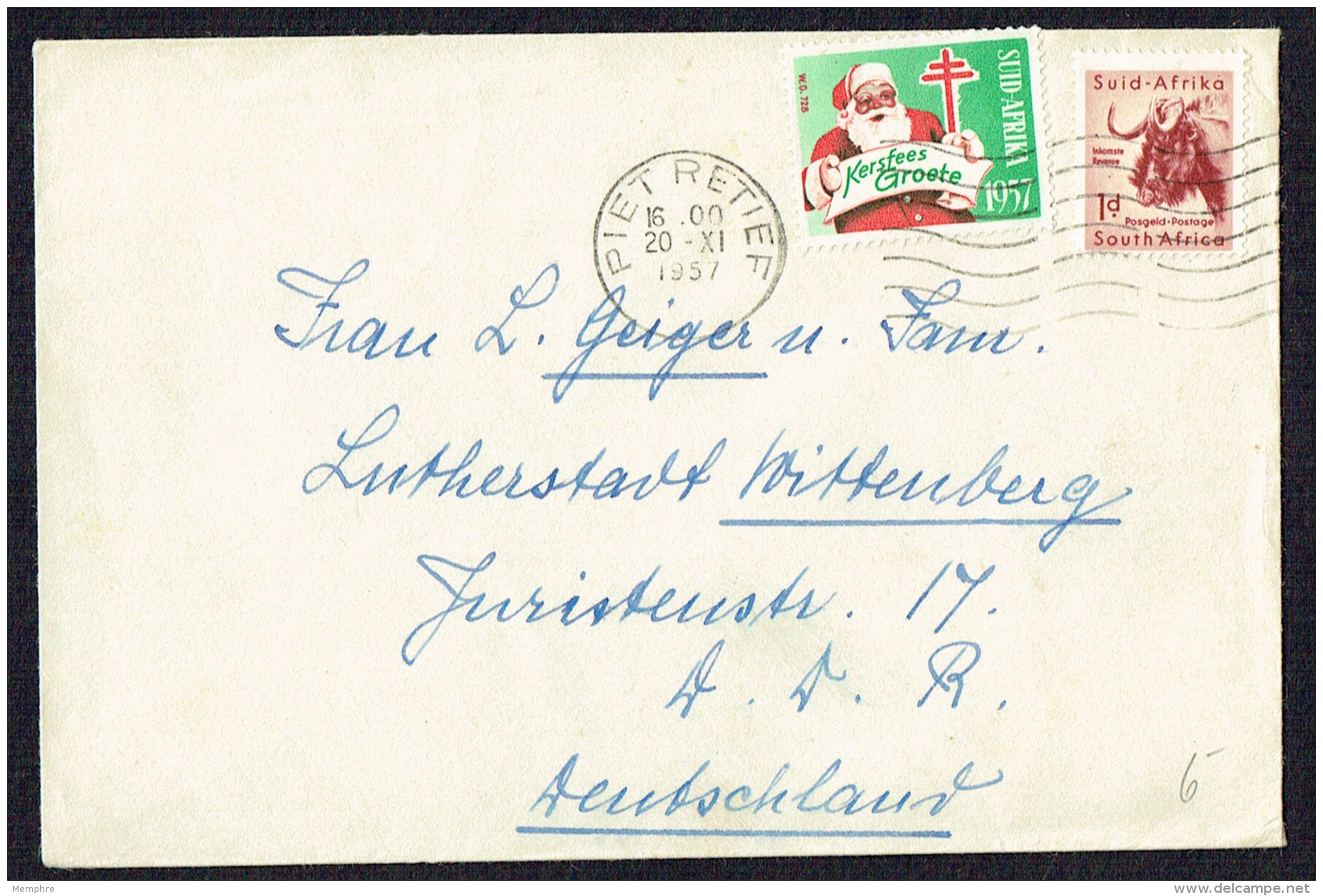 1957  Letter To Germany  1947 Xmas Seal - Lettres & Documents