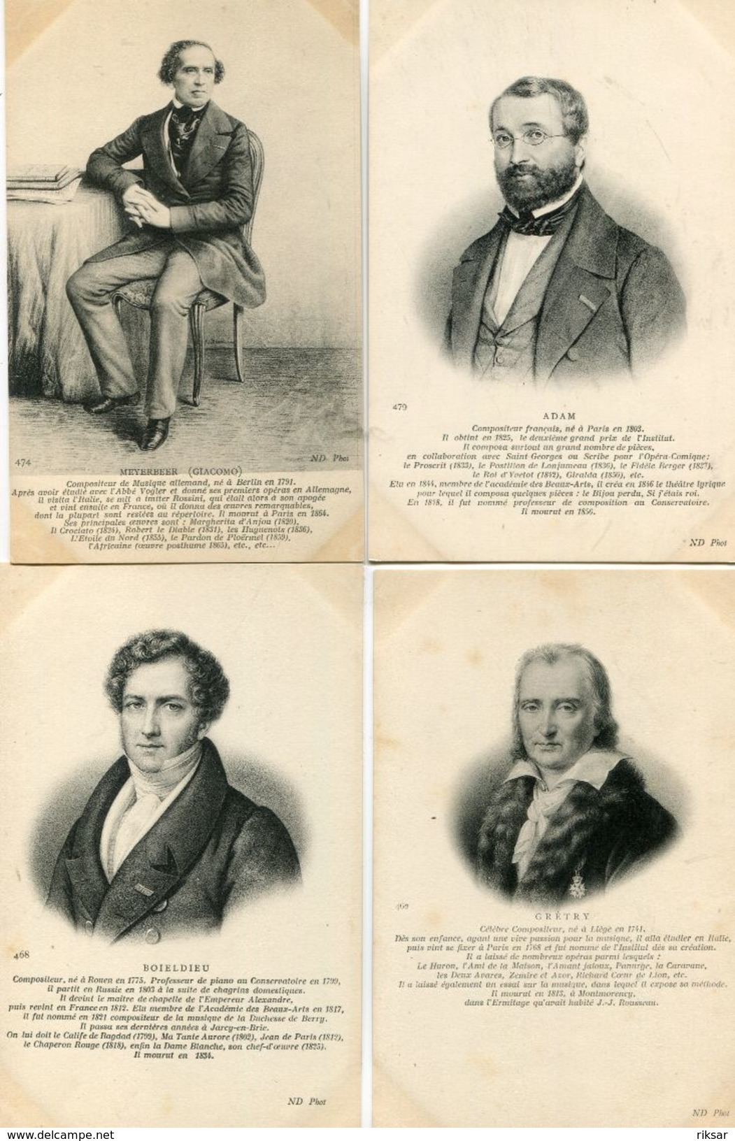 HOMMES CELEBRES(8 CARTES) MUSICIEN - Histoire