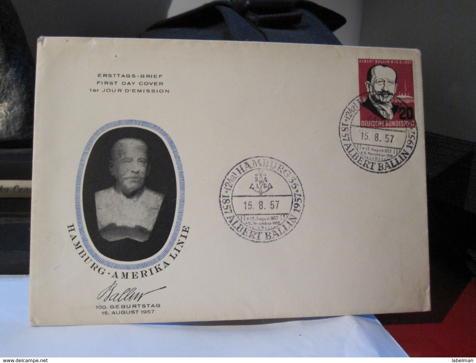 HAMBURG AMERIKA LINIE FIRST DAY ISSUE ERSTTAGE BRIEF JOUR EMISSION AIR MAIL POST STAMP LETTER ENVELOPE - Brieven En Documenten