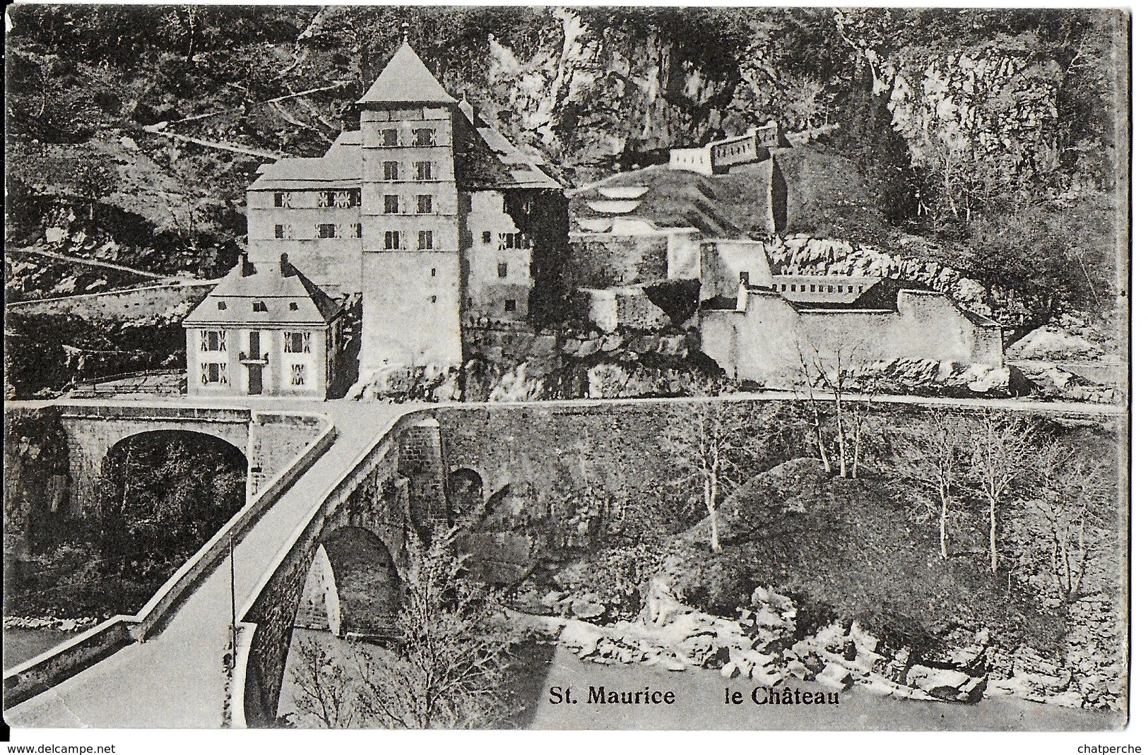 SUISSE VALAIS SAINT MAURICE LE CHÂTEAU  EDIT. HEYRAUD ÉCRITE CIRCULE 1913 - Saint-Maurice