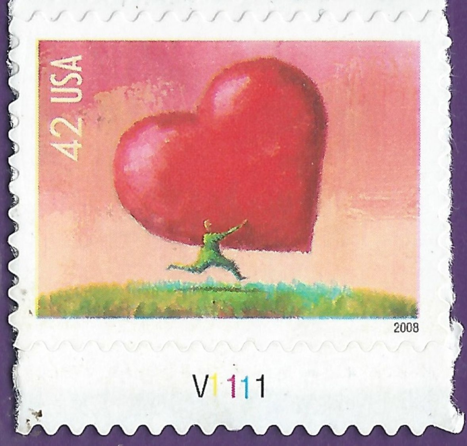 U.S. 2008. Scott # 4270a LOVE : MAN CARRYING A HEART. Perf On 4 Sides. NEUF, POSTFRISCH, MNH (**) - Ungebraucht