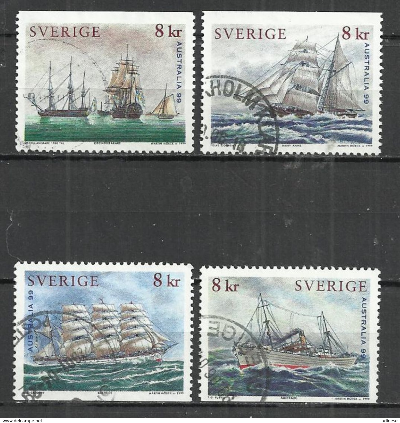 SWEDEN 1999 - SAILING SHIPS - CPL. SET - USED OBLITERE GESTEMPELT USADO - Ships