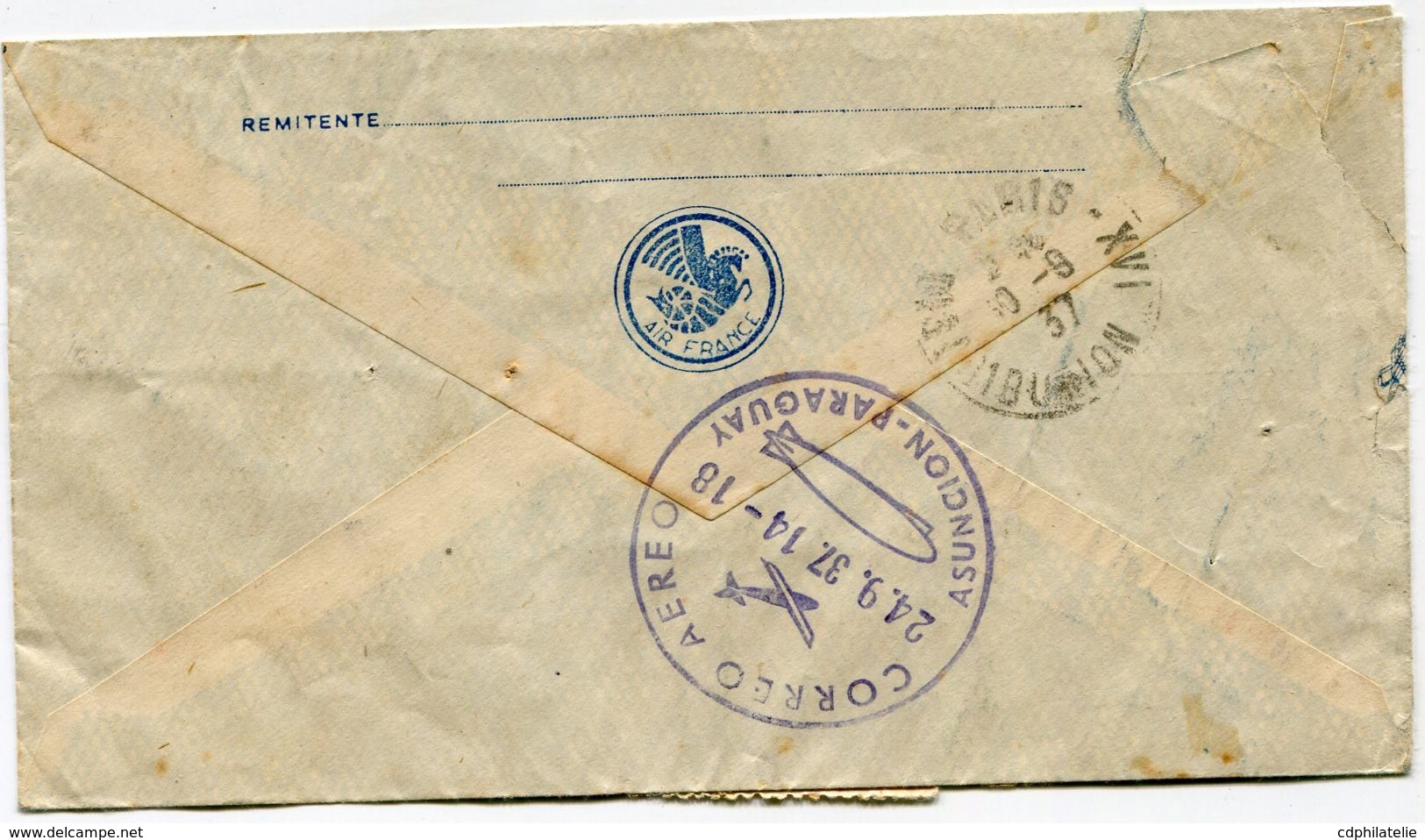 PARAGUAY LETTRE RECOMMANDEE PAR ZEPPELIN DEPART ASUNCION 24-9-37 POUR LA FRANCE - Paraguay