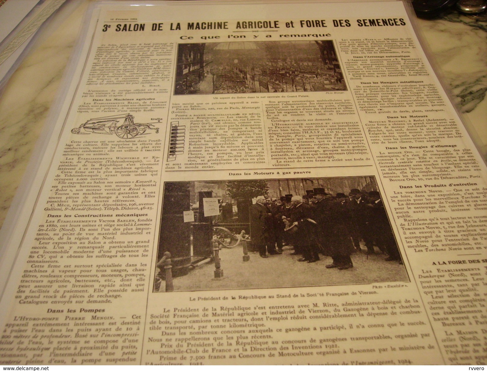 ANCIENNE PUBLICITE LE 3 SALON DE LA MACHINE AGRICOLE ET DES SEMENCES   1924 - Tractors