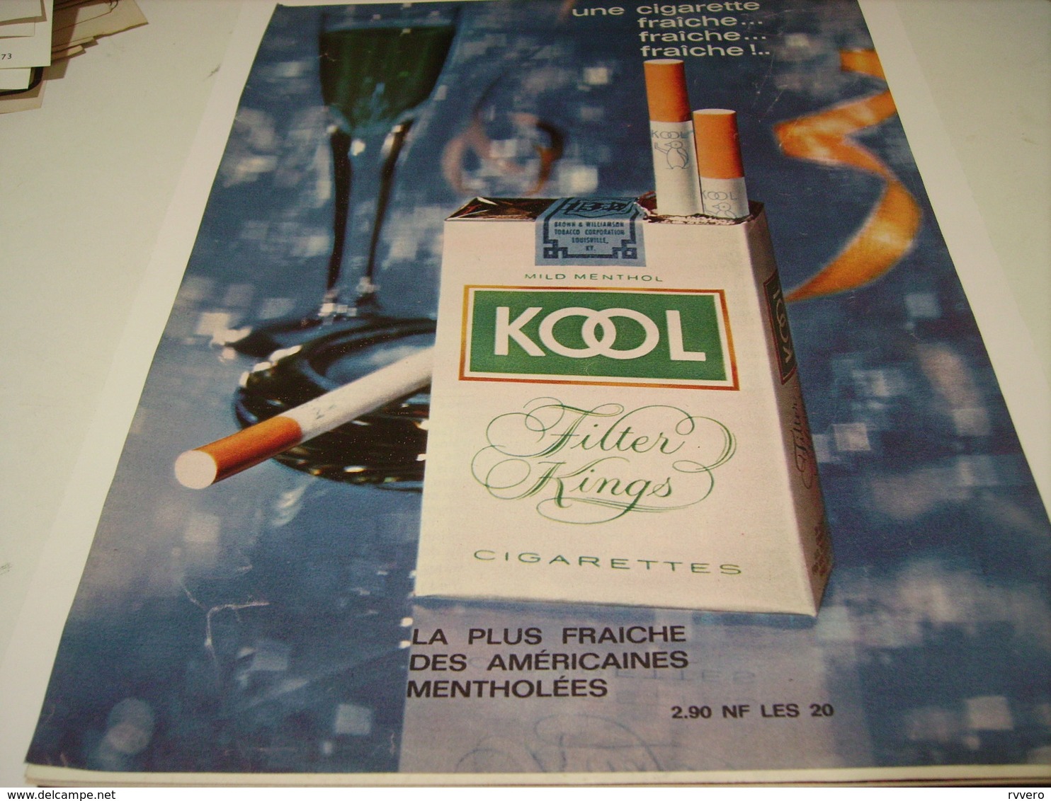 ANCIENNE PUBLICITE CIGARETTE KOOL MENTHOL 1962 - Sonstige & Ohne Zuordnung