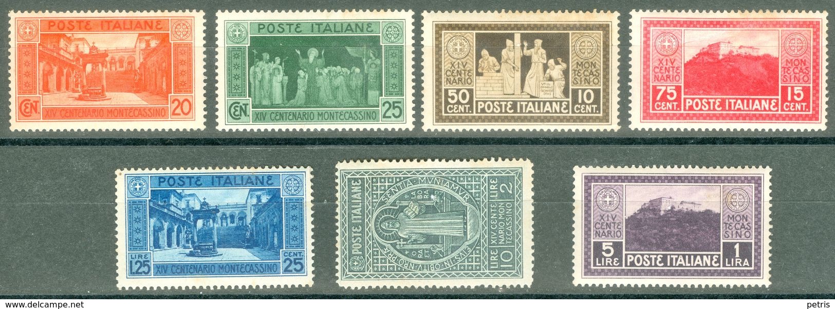 Italy 1929 Abbazia Montecassino MH* - Lot. RE262-268 - Neufs