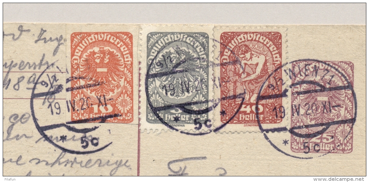 Österreich - 1920 - 25H Postkarte With 5H, 10H &amp; 40H Stamp Tricolore From Wien To Chur / Schweiz - Andere & Zonder Classificatie