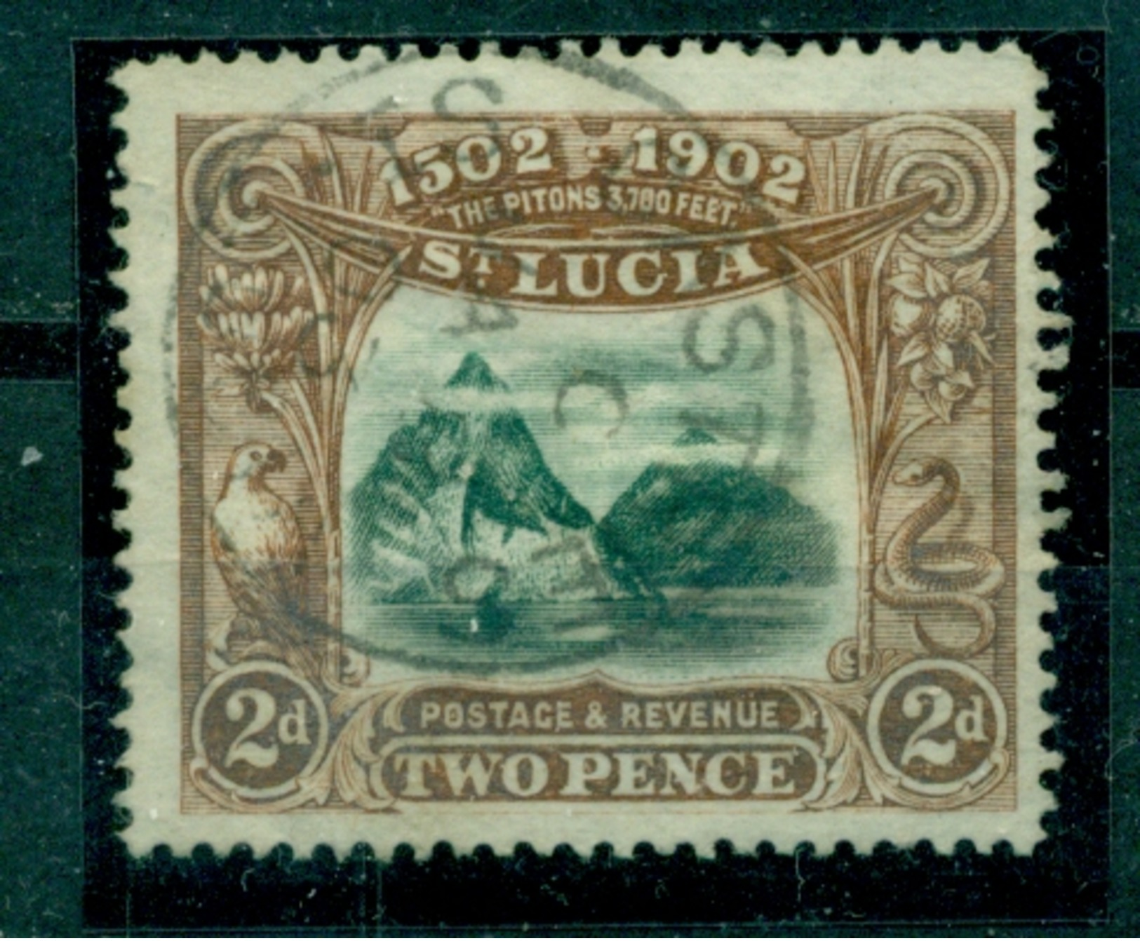 St. Lucia, The Pitons, Nr. 34, Gestempelt - St.Lucia (1979-...)