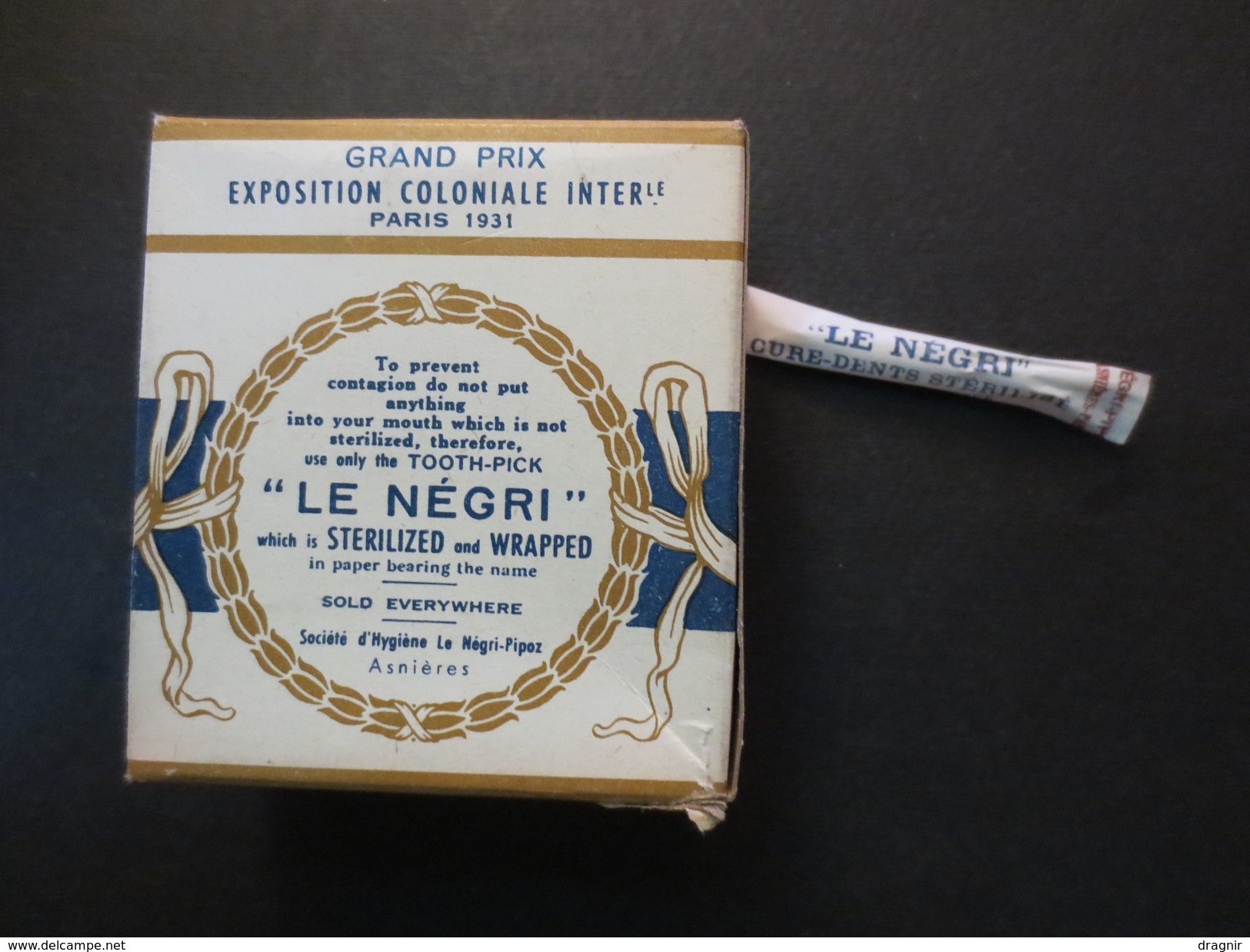 Boîte De Cure - Dents Numérotée " Le Négri Grand Prix " Exposition Coloniale Internationale " 1931 " Peu Courant " - Matériel Médical & Dentaire