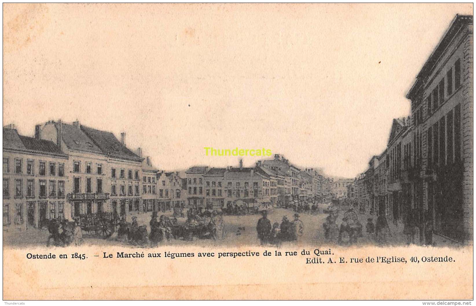 CPA OOSTENDE OSTENDE EN 1845 LE MARCHE AUX LEGUMES AVEC PERSPECTIVE DE LA RUE DU QUAI ( KAART KOMT DOOR OUDERDOM LOS  ! - Oostende