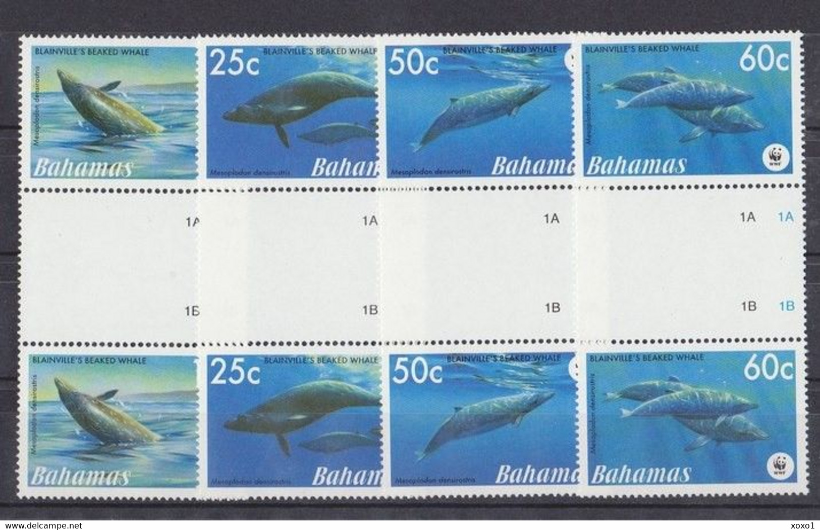 Bahamas 2007 MiNr. 1281 - 1284 WWF Marine Mammals Blainville's Beaked Whales Gutter Pair 8v MNH** 7.20 € - Ongebruikt