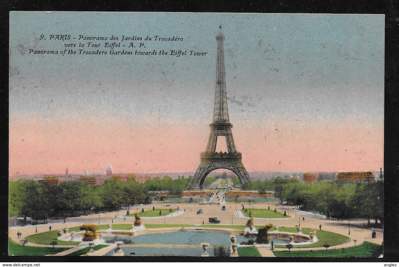 France - Paris - Panorama Des Jardins De Trocadero - Used Paris 1922 With 2 X 15c Sower Stamps - Eiffelturm