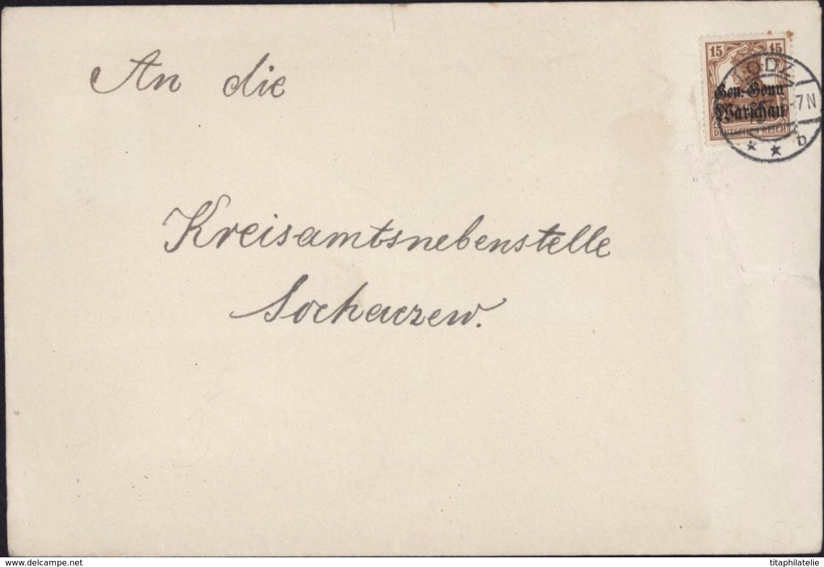 Lettre Avec YT Occupation Pologne N11 Germania Surchargée Occupation Guerre 14 CAD LODZ - Bezetting