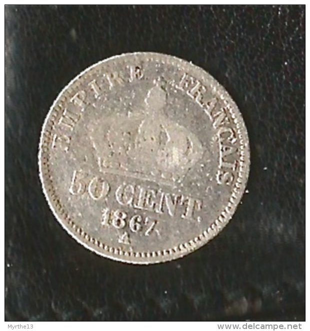 NAPOLEON  III   50 CENT  Argent 1867  Tête Laurée - 50 Centimes