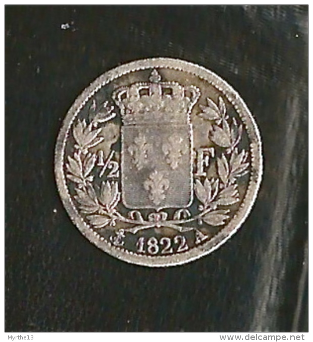 LOUIS XVIII  1/2 F  Argent De 1822 - 1/2 Franc