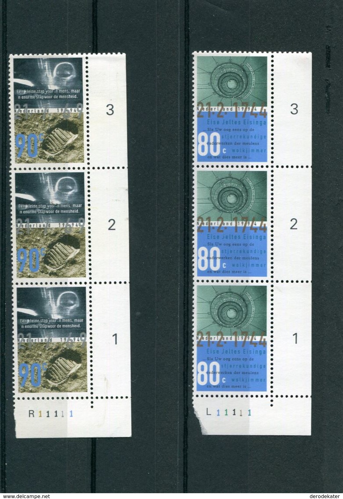 NEDERLAND 1994.3X COMPL.SERIE.6V.UNUSED.ESPACE.SPACE.PLANÉTARIUM.MI: 1514-1515.RUIMTEVAART.MOON.EERSTE STAP OP DE MAAN. - Unused Stamps