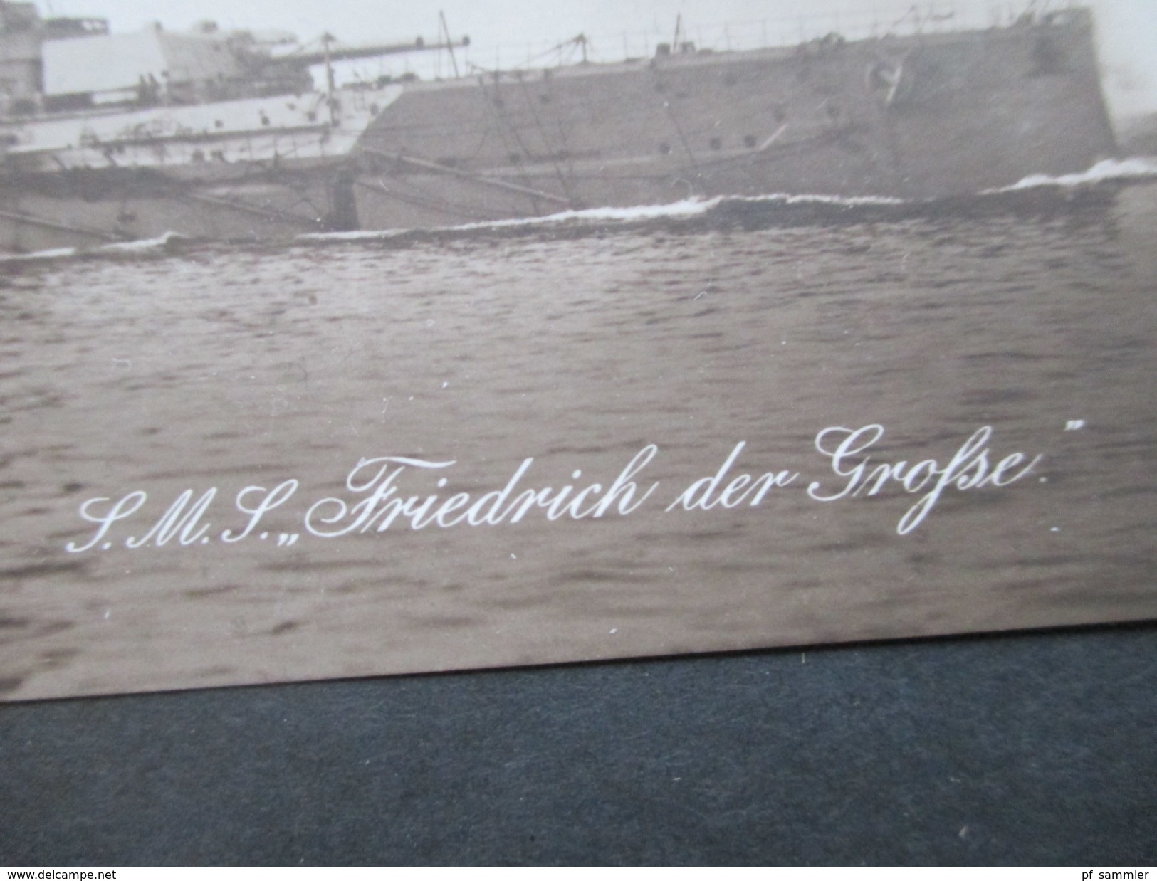 AK Echtfoto SMS Friedrich Der Große Kaiserliche Marine Kriegsschiff. Verlag W.B. Levy Hamburg. Censur Altona Nr. 444. - Guerra