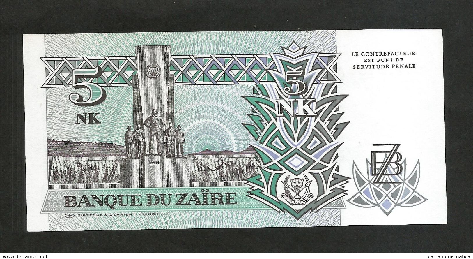 ZAIRE - BANQUE Du ZAIRE - 5 Nouveaux MAKUTA (1993) - Zaire