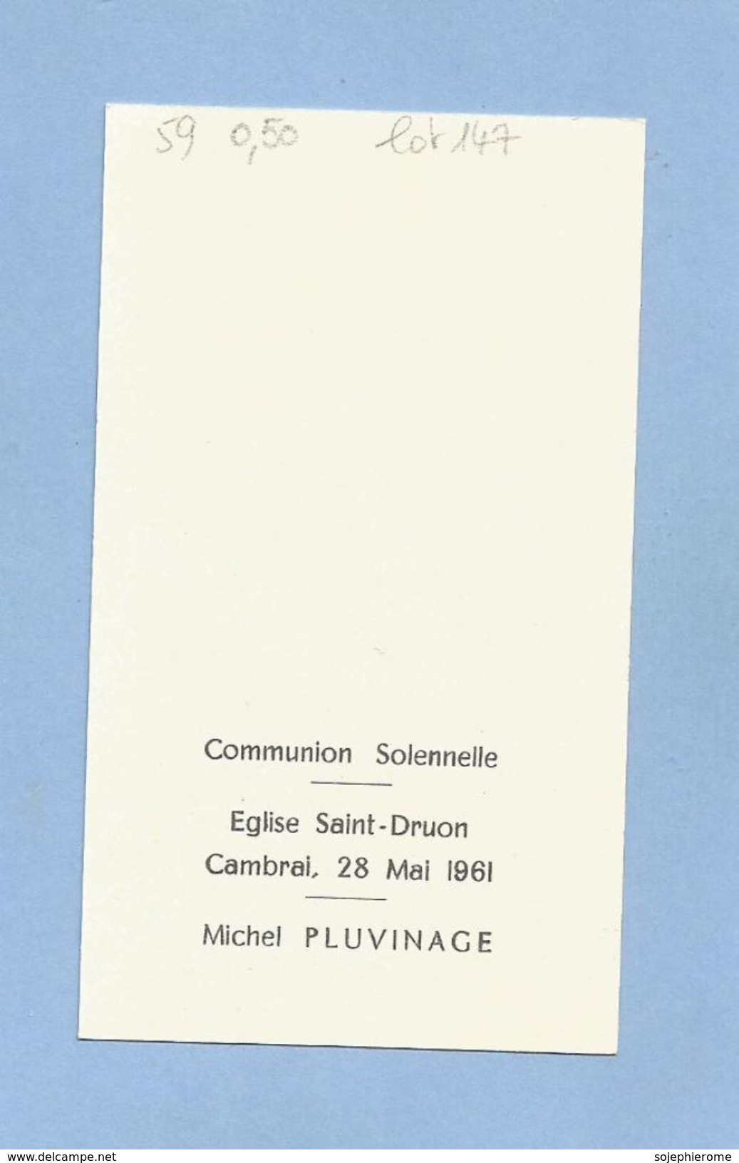 Communion Solennelle Cambrai (59) église Saint-Druon Michel Pluvinage 28 Mai1961 2scans - Communion