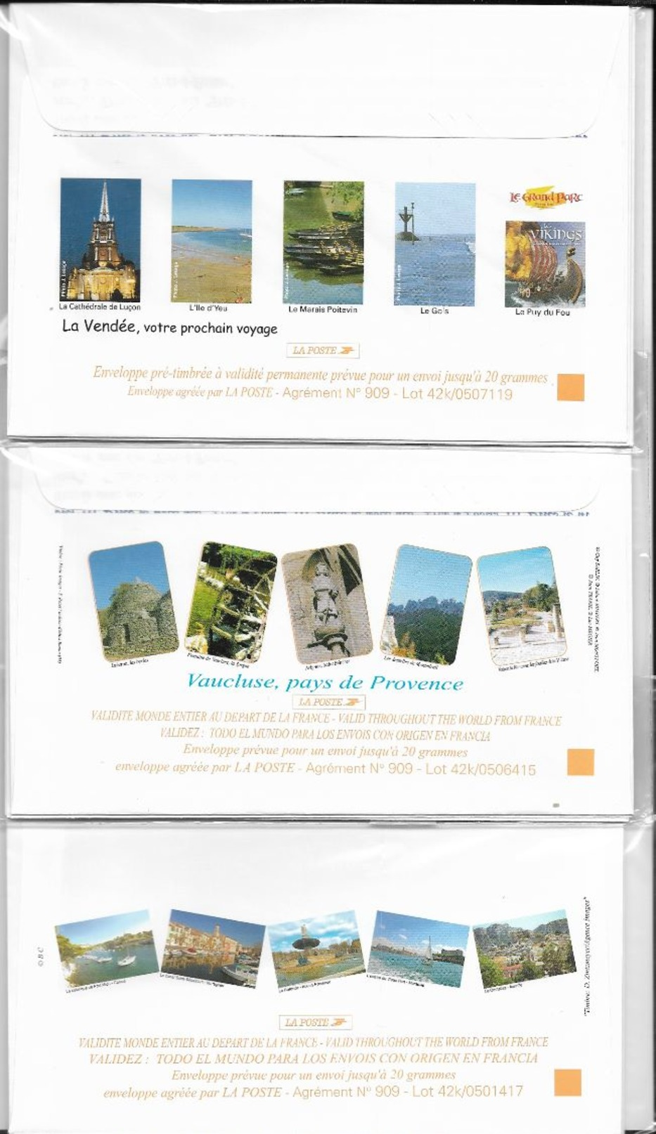 Prêt à Poster ( PAP 2005) - Lot De 3 ( Calanques - 3708 E6/E10 ) - Vaucluse - 3600 E16/E20 è Vendée - 3712 E 1) - - Lots Et Collections : Entiers Et PAP