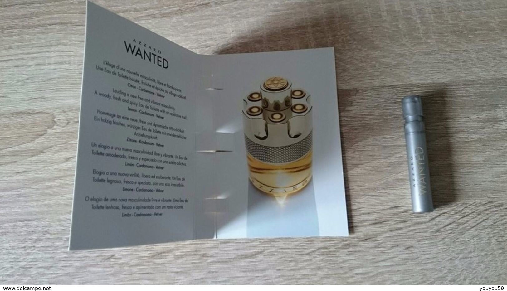 PUBLICITE / CARTE / ÉCHANTILLON TUBE SUR CARTE VAPORISATEUR DU PARFUM AZZARO WANTED - VIDE = UTILISÉ - Perfume Samples (testers)