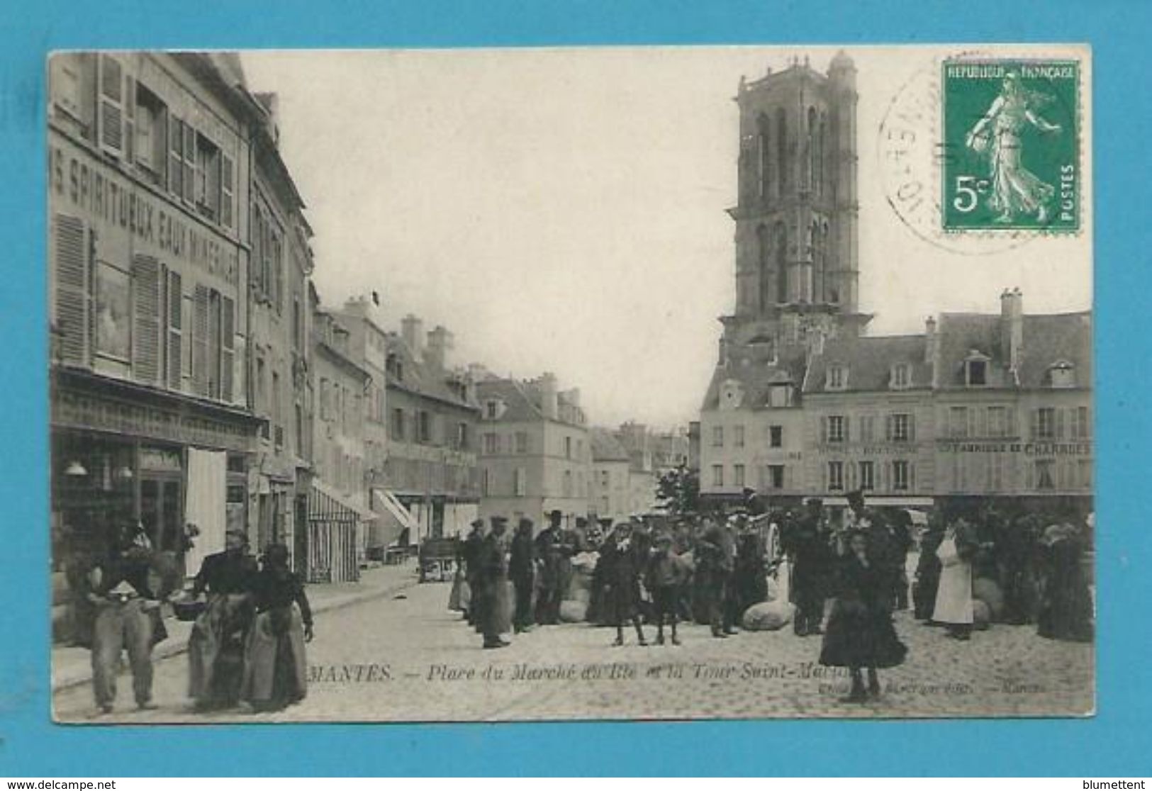 CPA - Métier Marchands Ambulants Place Du Marché Au Blé MANTES 78 - Mantes La Jolie