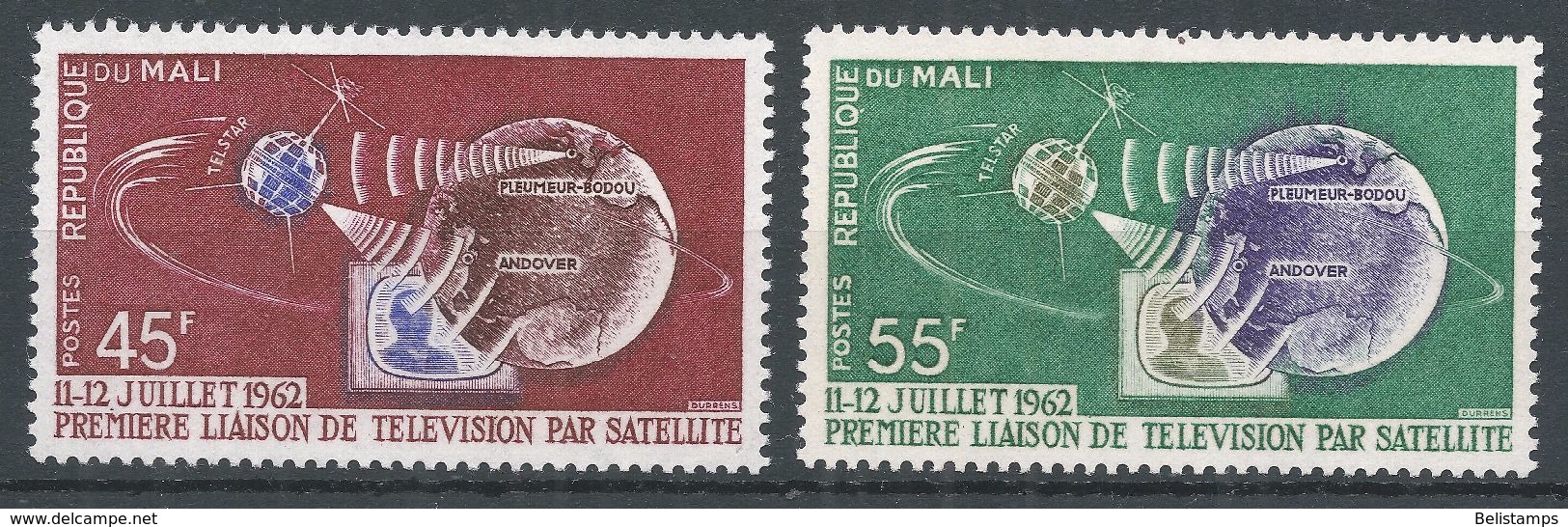 Mali 1962. Scott #40-1 (MNH) Telstar, Earth, Television, Terre, Satellite - Mali (1959-...)