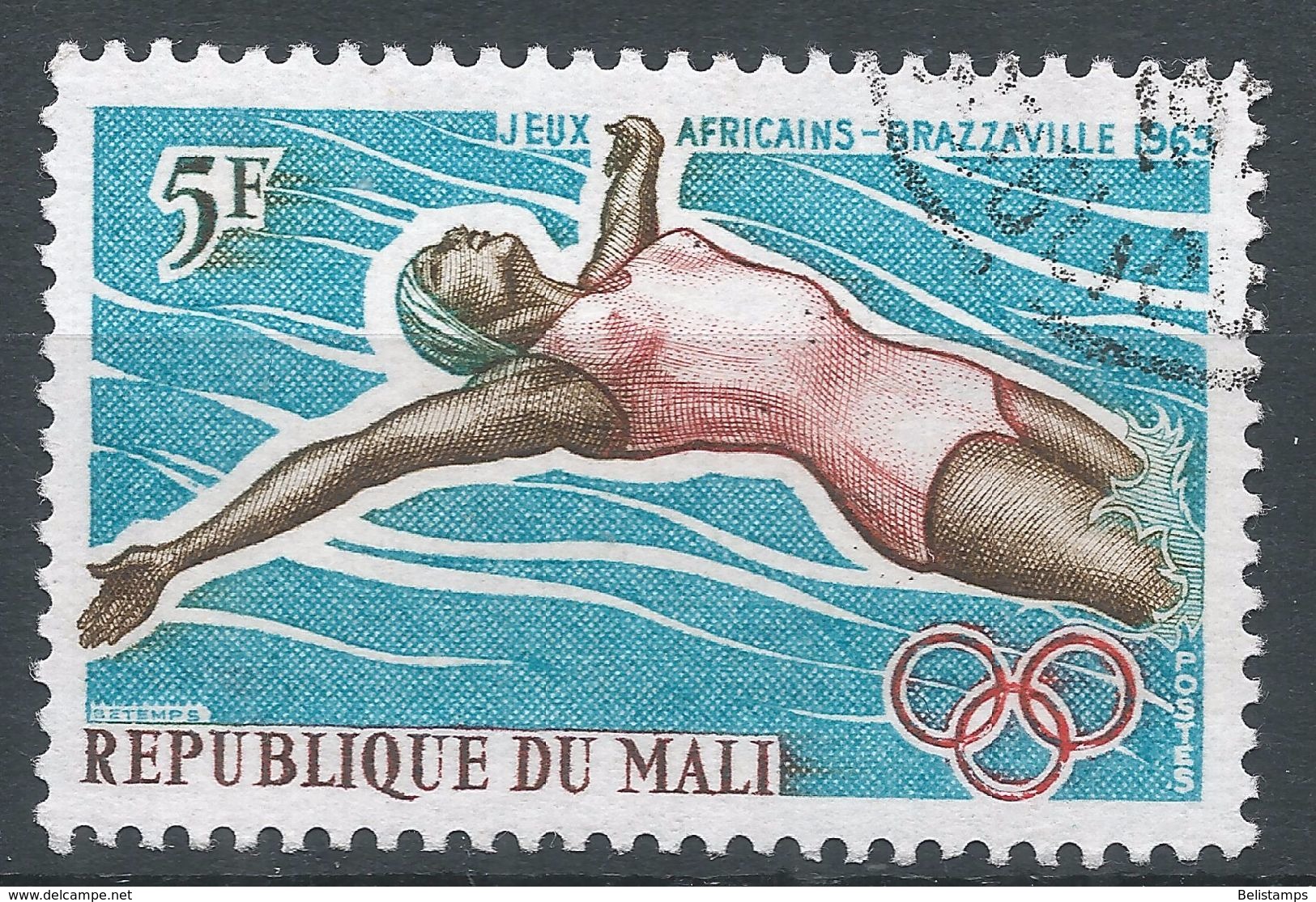 Mali 1965. Scott #81 (U) Swimming - Mali (1959-...)