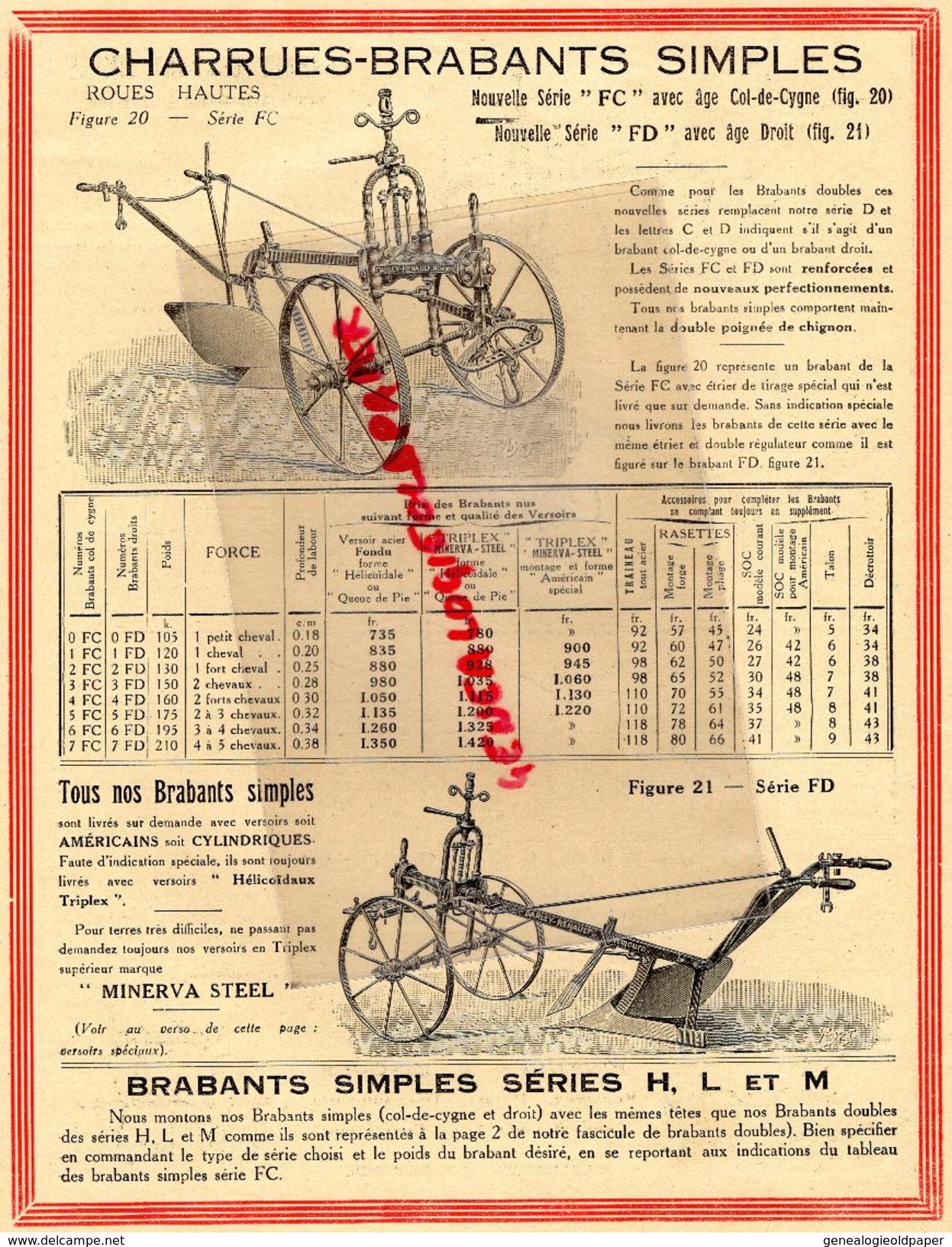 77- NEMOURS- BEAU CATALOGUE TARIFS DARLEY-RENAULT-CHARRUES BRABANTS-AGRICULTURE -BINEUSE-CHARRUE- 1933 - Landwirtschaft