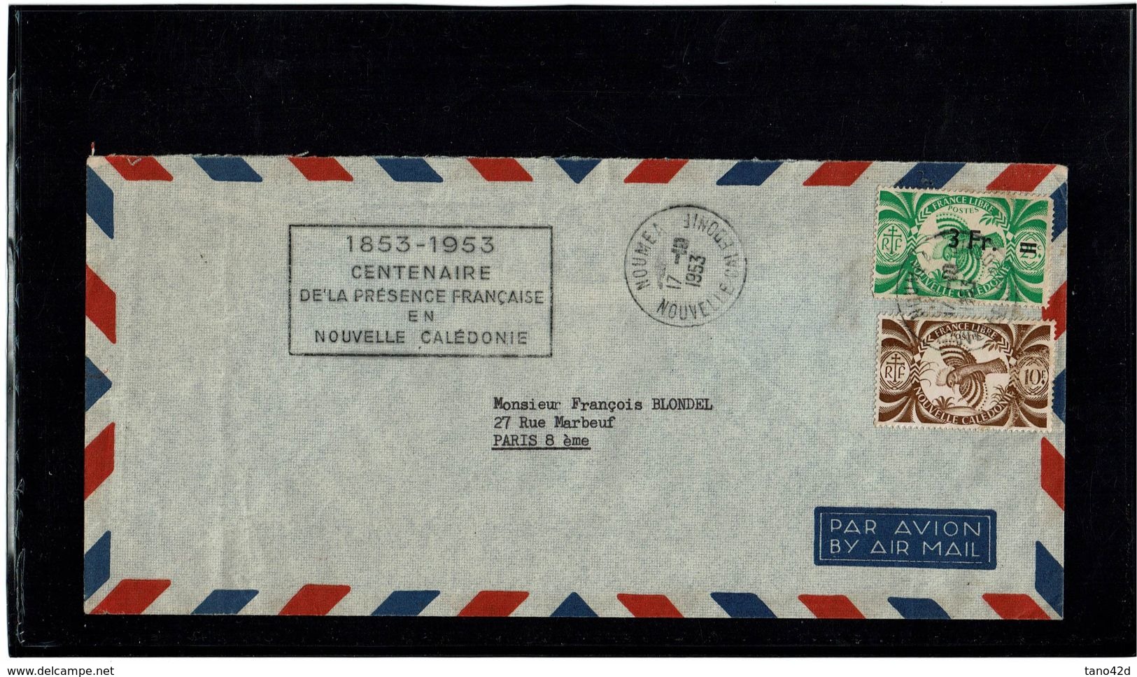 CTN52 - NOUVELLE CALEDONIE LETTRE DU 17/10/1953 - Covers & Documents