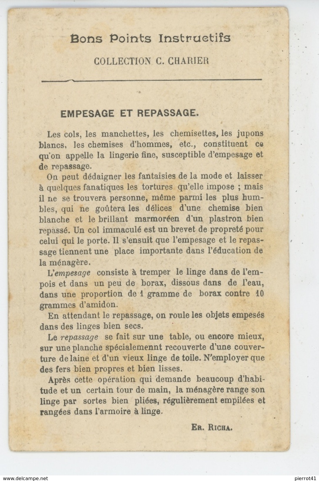 FEMMES - FRAU - LADY - "L'Empesage Et Repassage " - Coll. BONS POINTS INSTRUCTIFS - C. CHARIER - Women