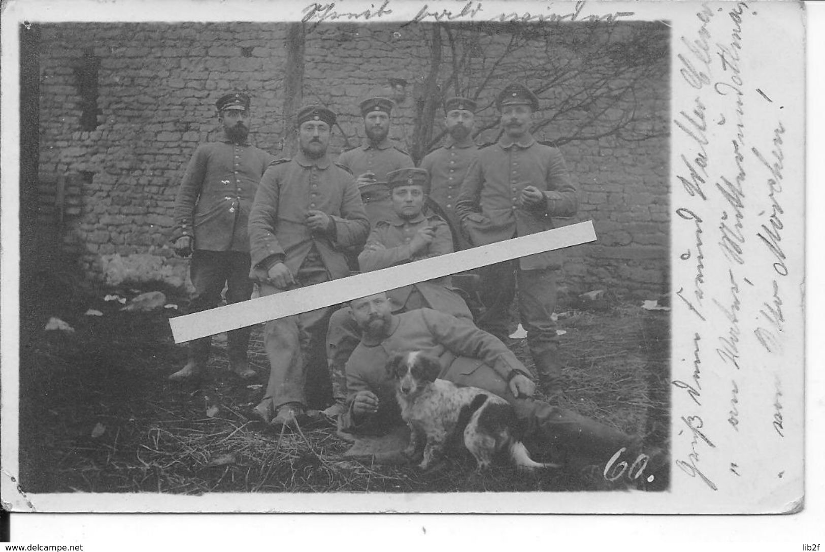 Champagne Ville Sur Tourbe Soldats Allemands 21ème Reserve Div. Au Repos Chien Mascotte 1carte Photo 1914-1918 Ww1 14-18 - War, Military