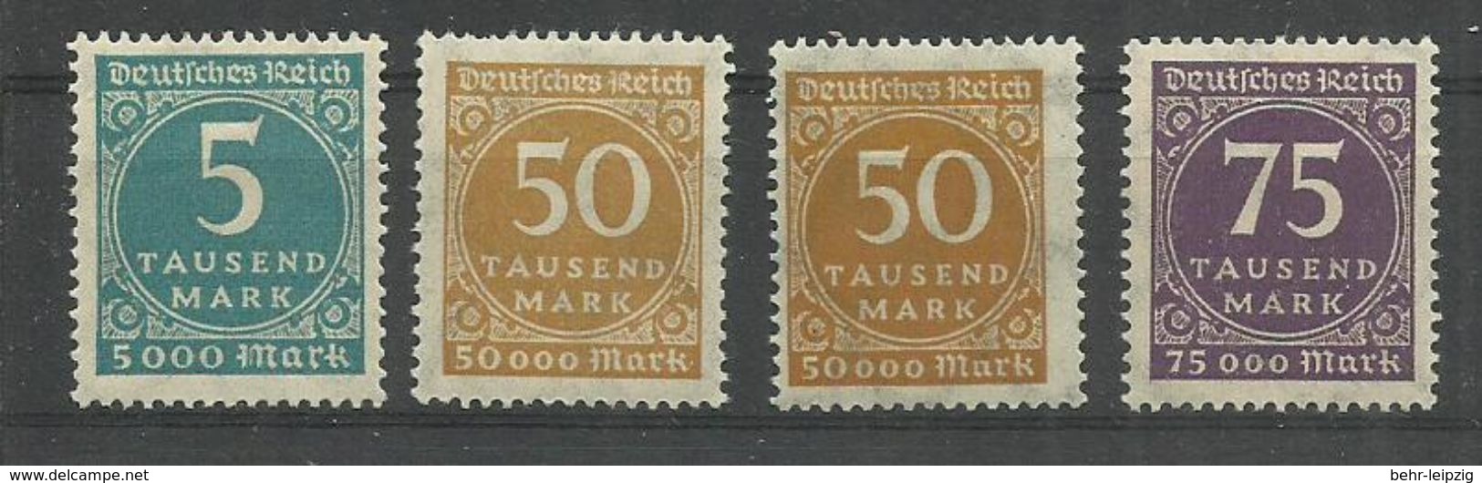 Deutsches Reich 274,275a,b,276 "4 Briefmarken Im Satz Mit 50000 Im Kreis In 2 Farben " Postfrisch  Mi.: 5,50 - Usati