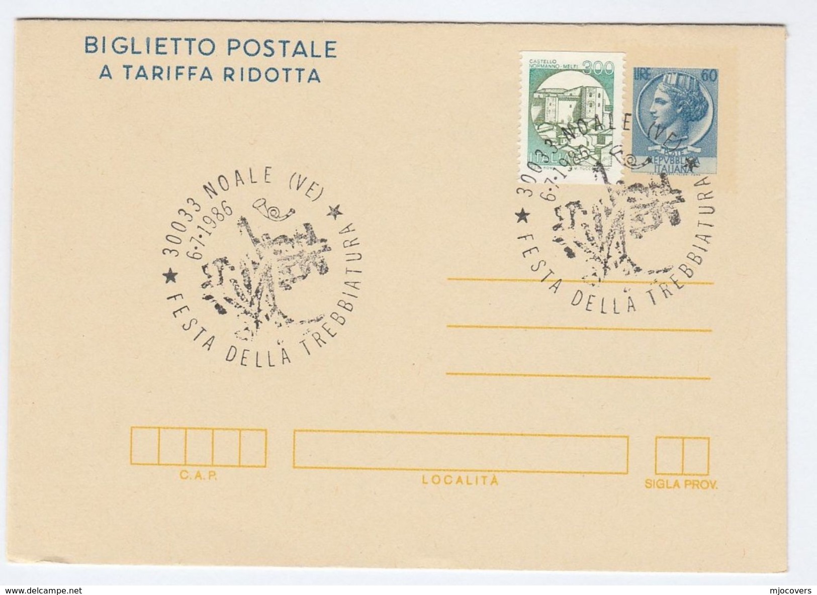 1986 NOALE THRESHING FESTIVAL  EVENT Postal STATIONERY LETTERSHEET Italy Stamps Uprated Cover Agriculture Farming - Agricultura