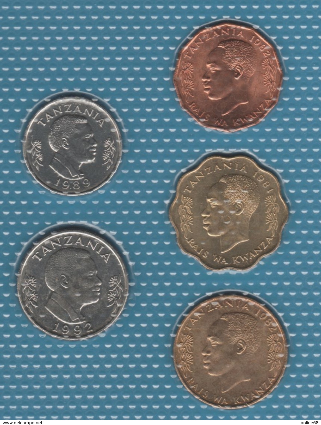 TANZANIA COIN SET 5 MONNAIES: 5 SENTI - 1 SHILINGI 1981 - 1992 ANIMALS - Tansania