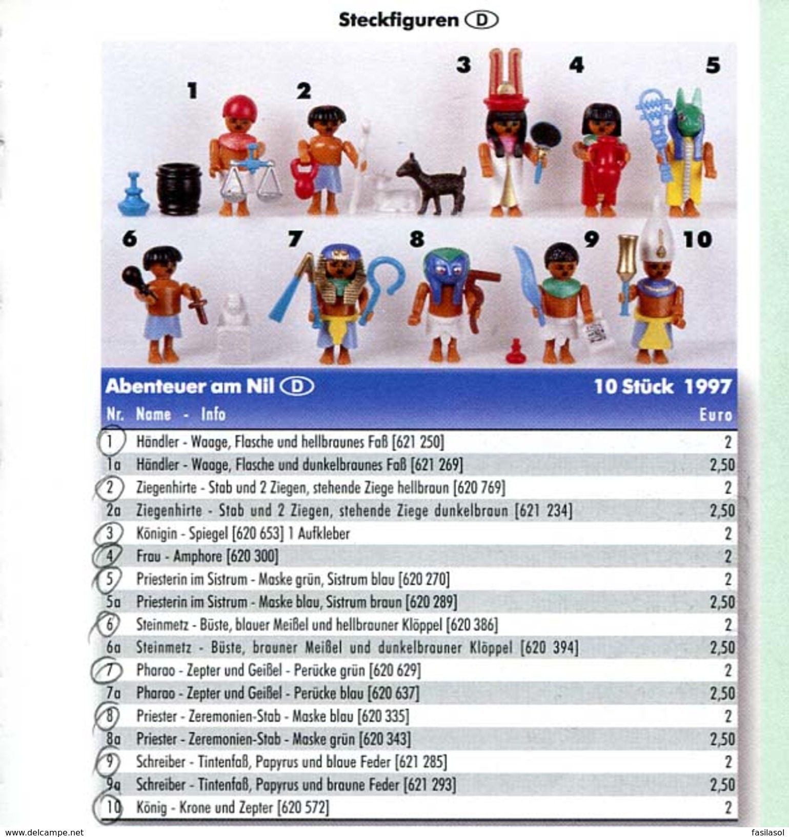 Kinder 1997 : Série Complète Allemande : Abenteuer Am Nil Avec 1 BPZ (10 Figurines) - Lotes