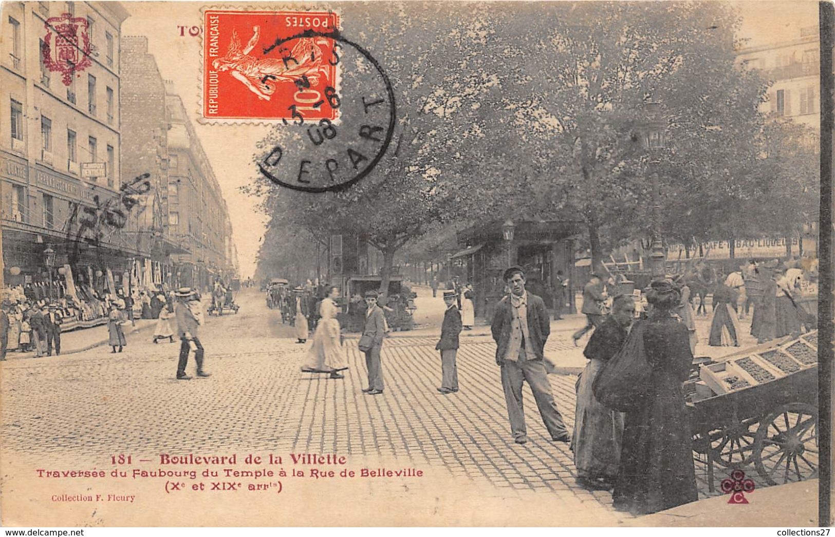 75019-PARIS- BOULVARD DE LA VILLETTE, TRAVERSE DU FAUBOURG DU TEMPLE A LA RUE DE BELLEVILLE - Arrondissement: 19