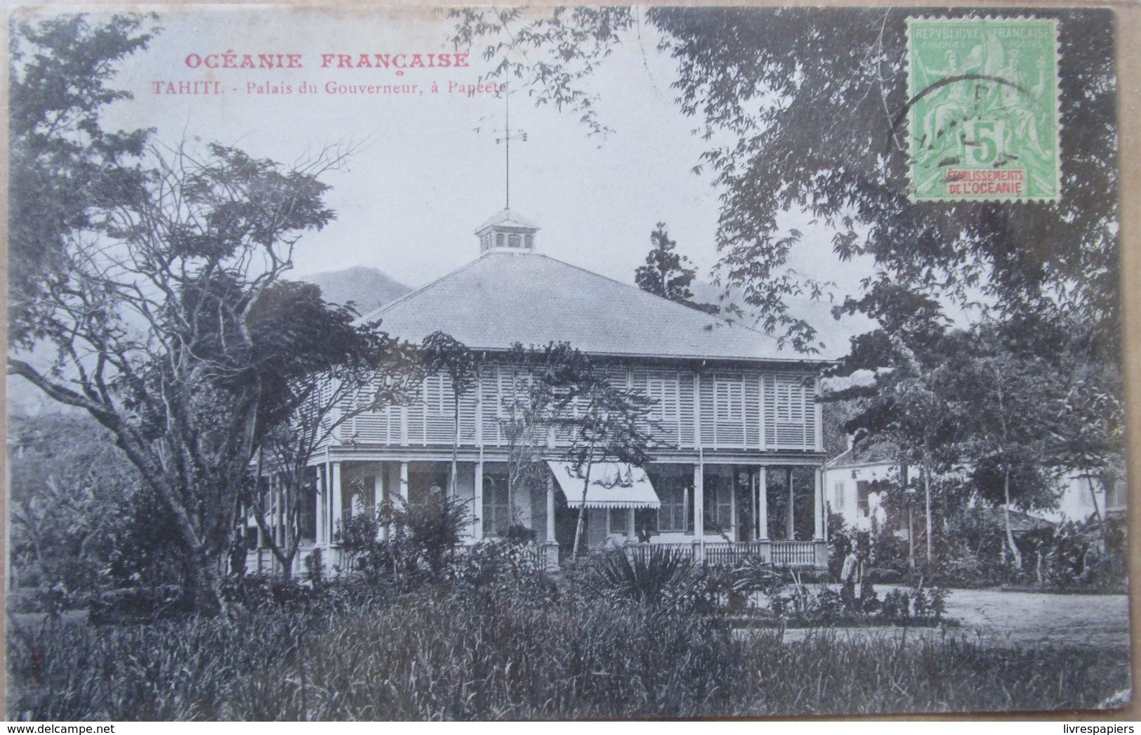 Tahiti Papeete  Palais Du Gouverneur Cpa Timbrée Etablissements De L'oceanie Française - Polynésie Française