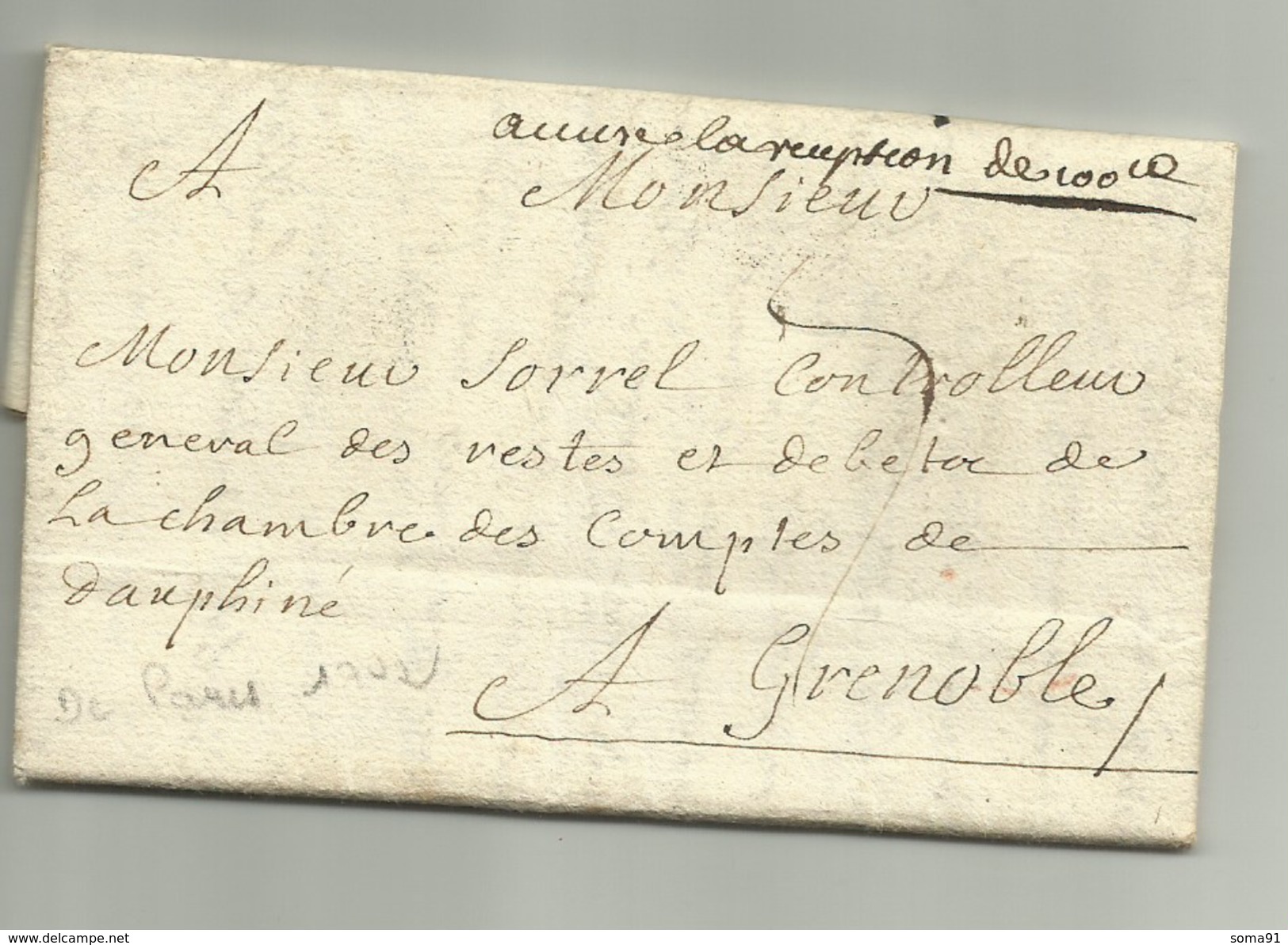 Lettre De Paris Pour Grenoble Datée Du 27 Avril 1742 - 1701-1800: Vorläufer XVIII