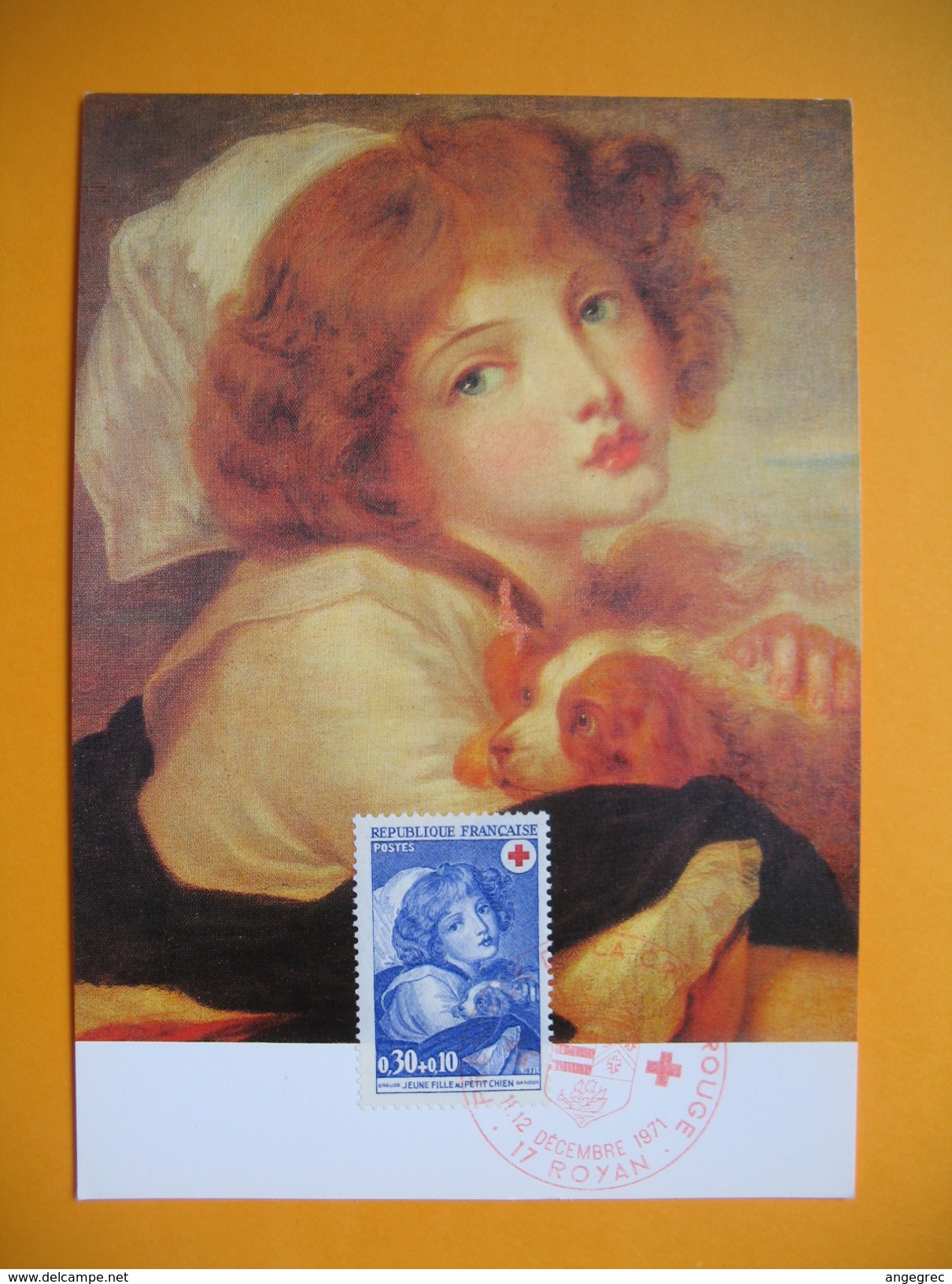 Carte-Maximum N° 1700  Au Profit De La Croix Rouge - Oeuvre De Geuze - Jeune Fille Au Petit Chien  1971 - 1970-1979