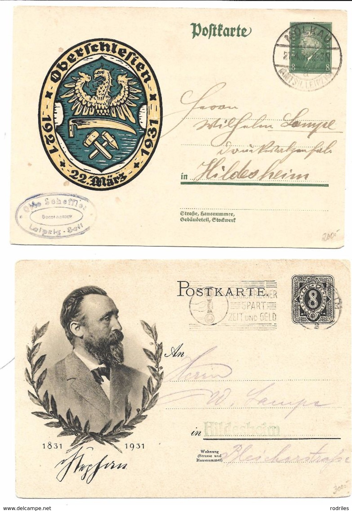 Alemania. Cuatro Enteros Postales Diferentes Y Circulados - Cartas & Documentos